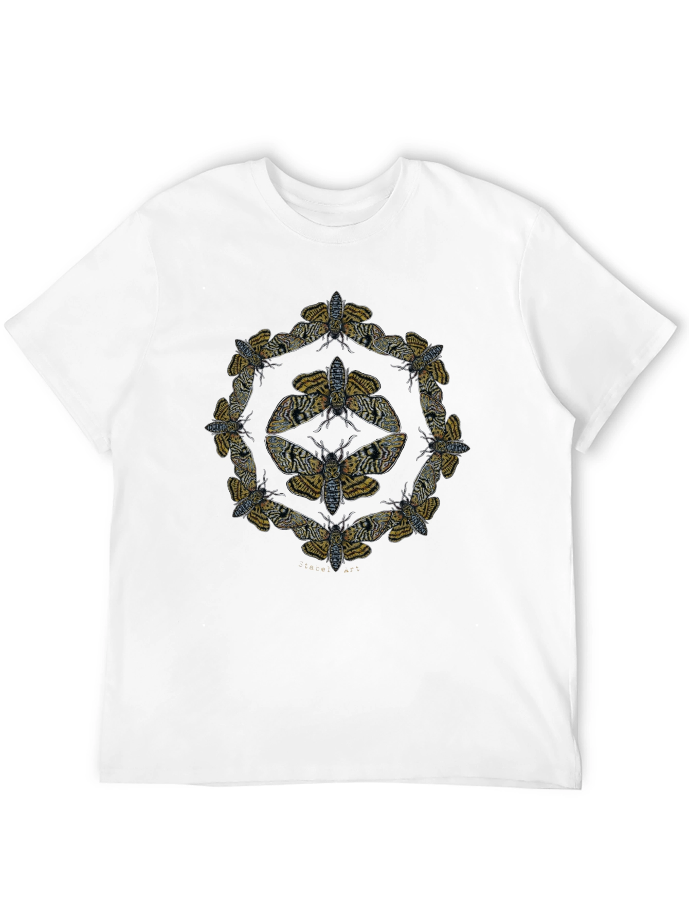 Moth Mandala Graphic Tee - Black Cotton Shirt
