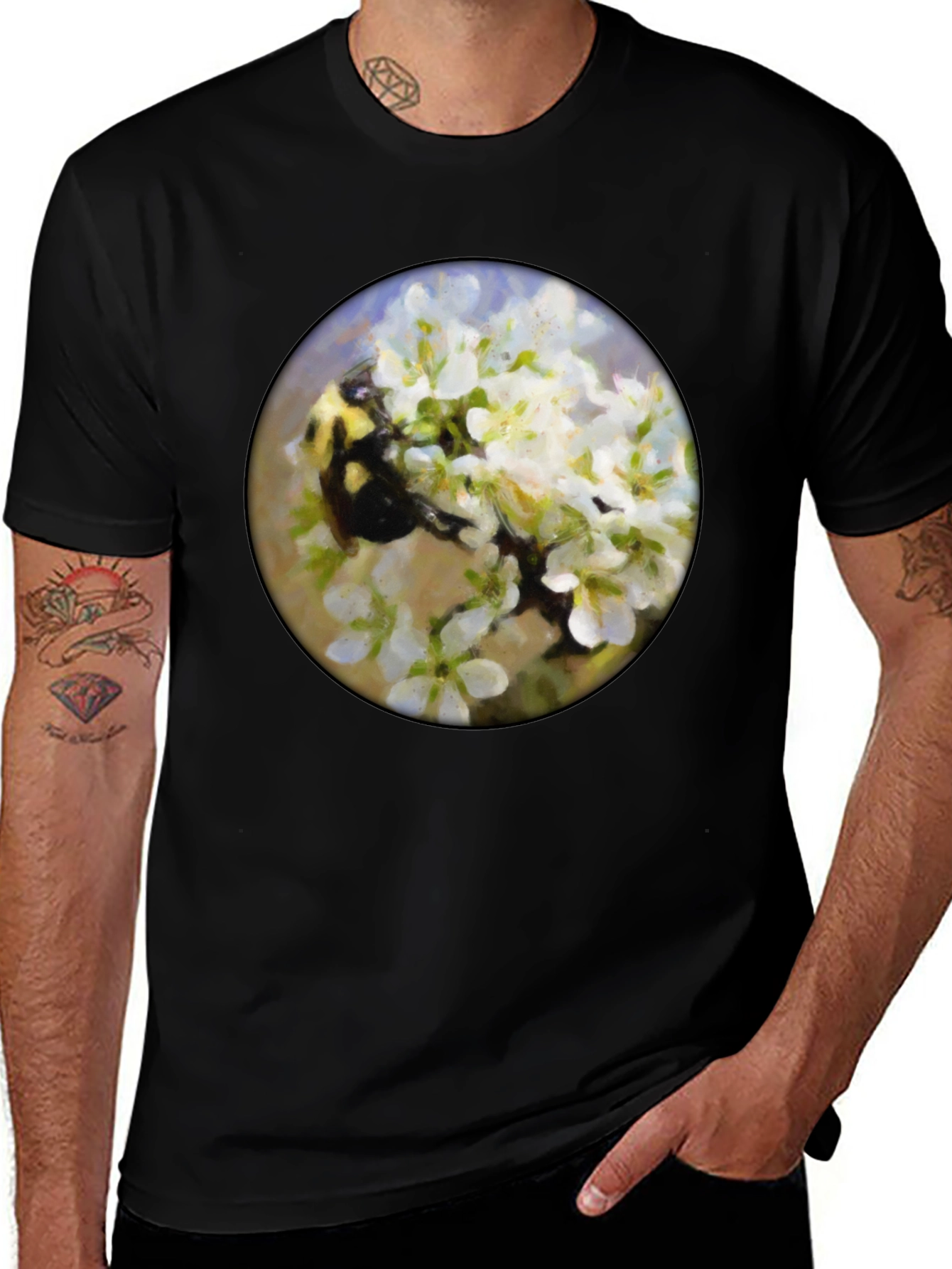 Bumble Bee Floral T-Shirt - Nature Lover Tee