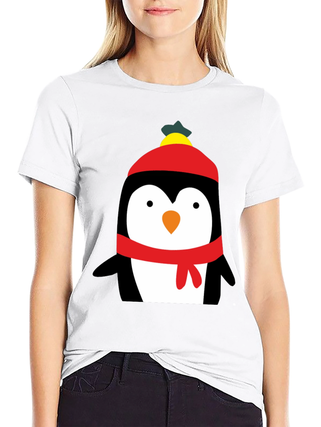 Penguin Winter Hat Graphic T-Shirt