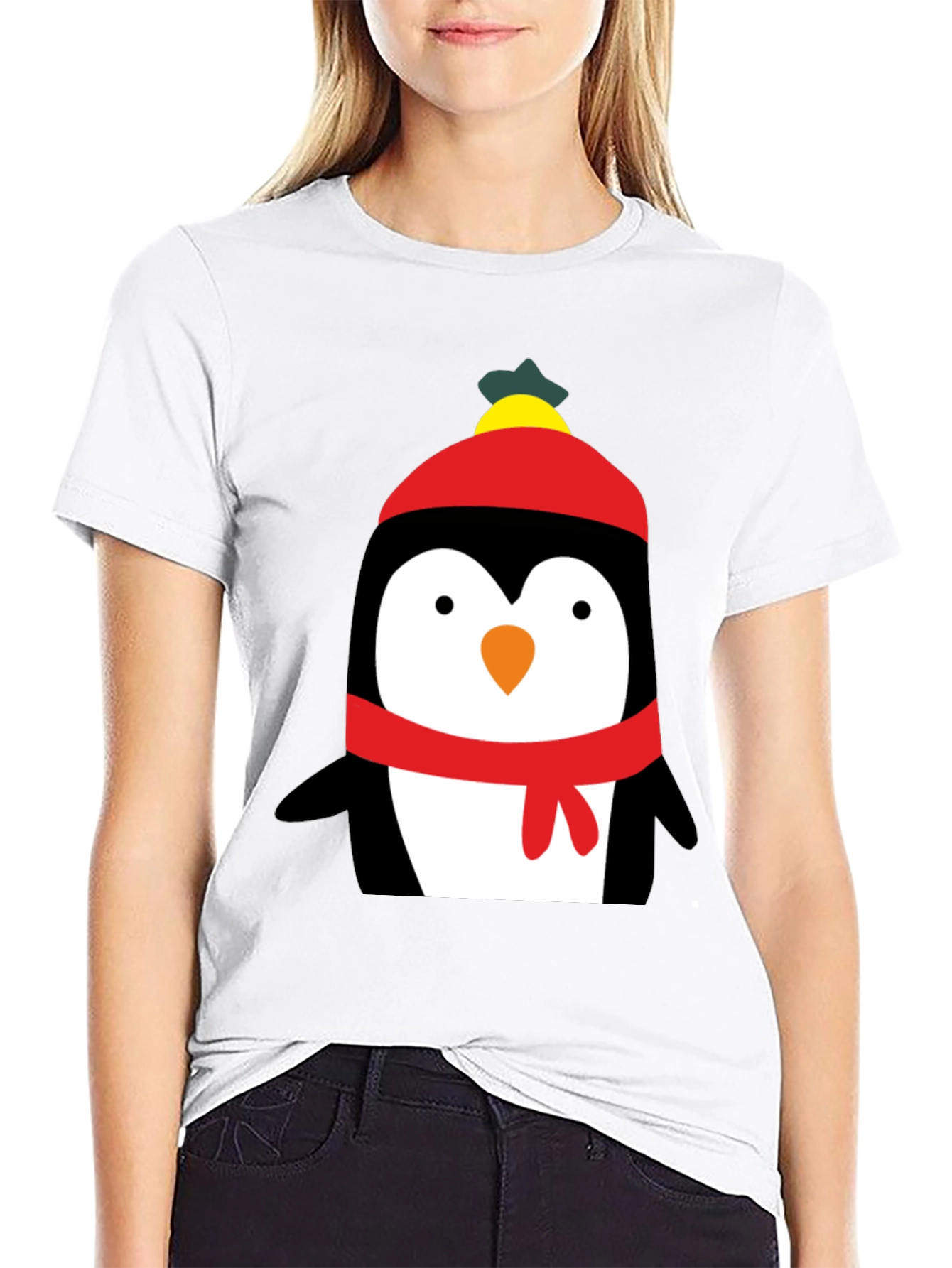 Penguin Winter Hat Graphic T-Shirt