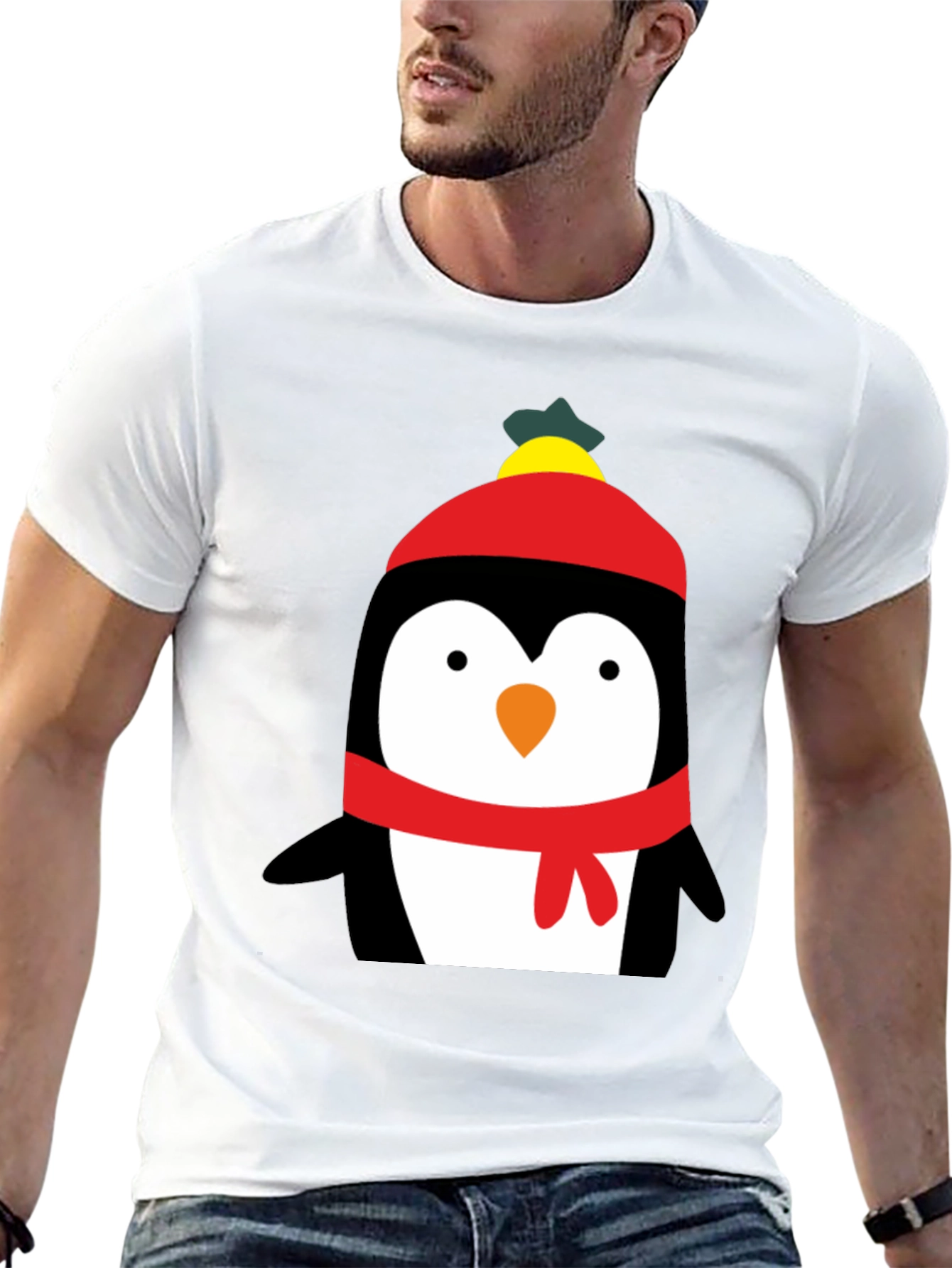 Penguin Winter Hat Graphic T-Shirt