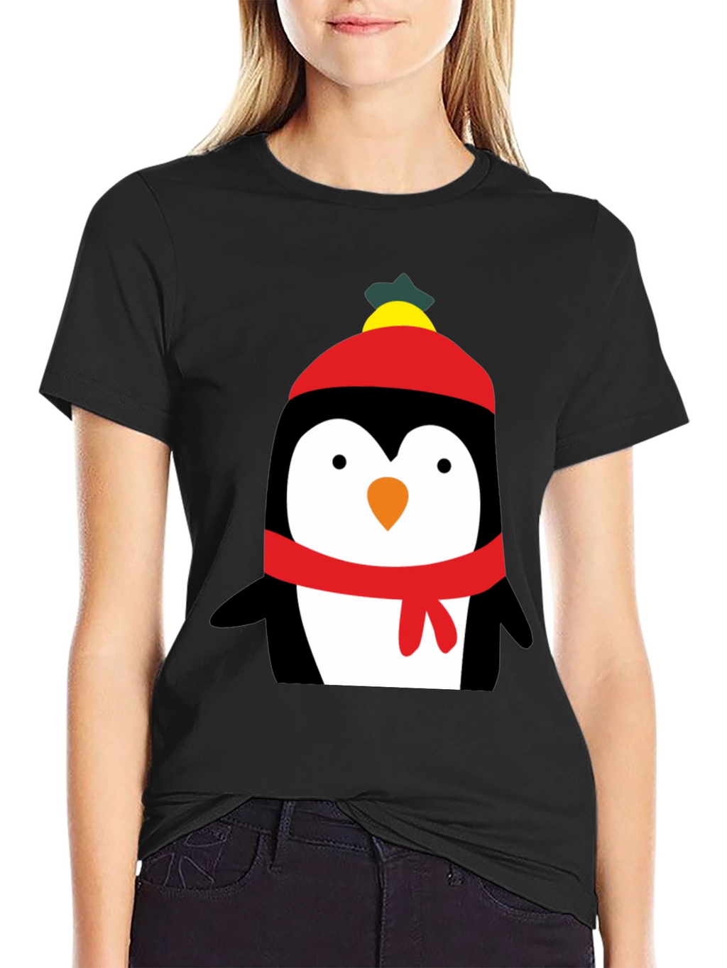 Penguin Winter Hat Graphic T-Shirt