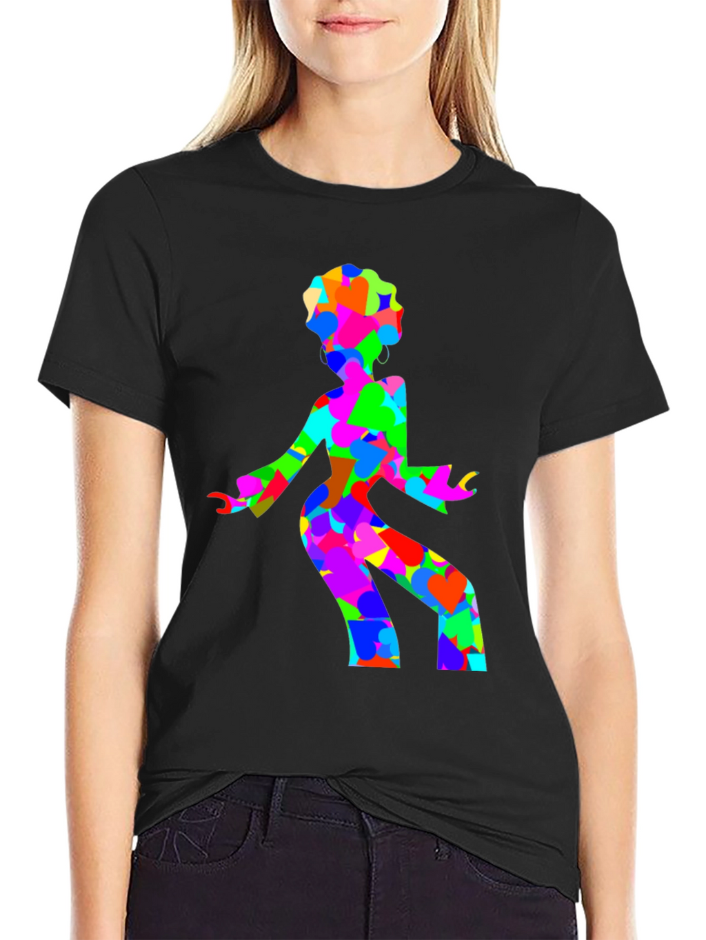 Groovy Disco Lady Black T-Shirt
