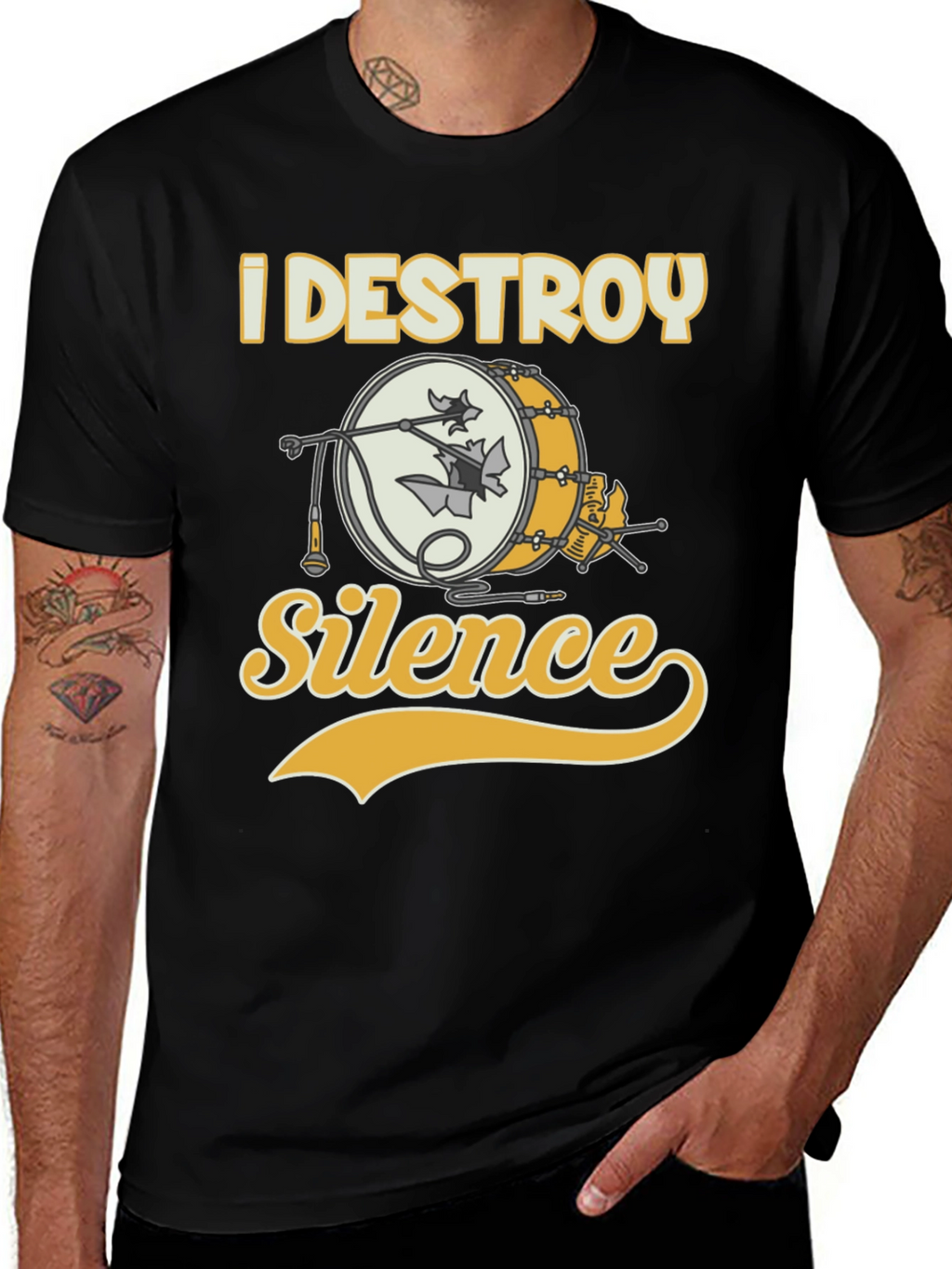 I Destroy Silence Drummer T-Shirt - Black