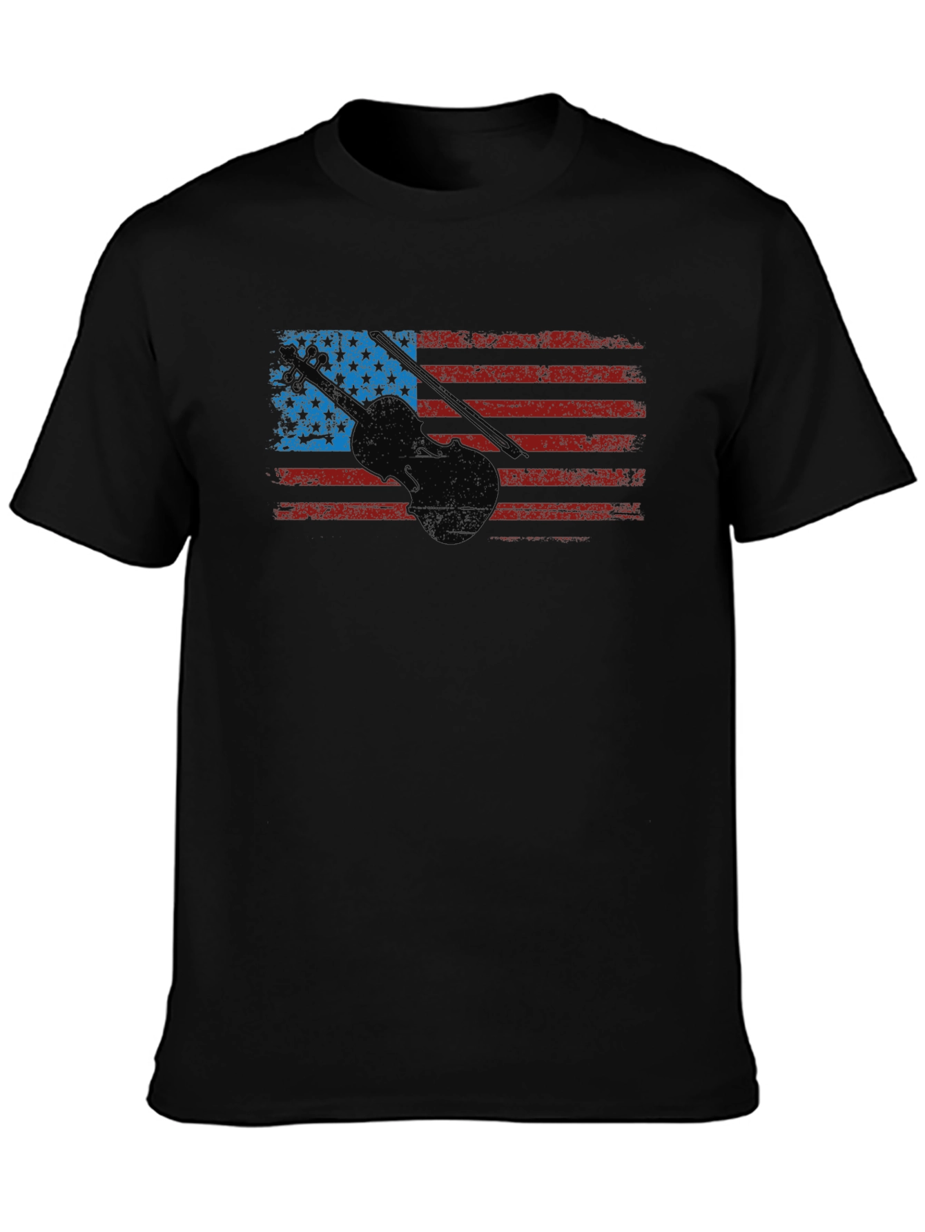 American Flag Violin Graphic T-Shirt