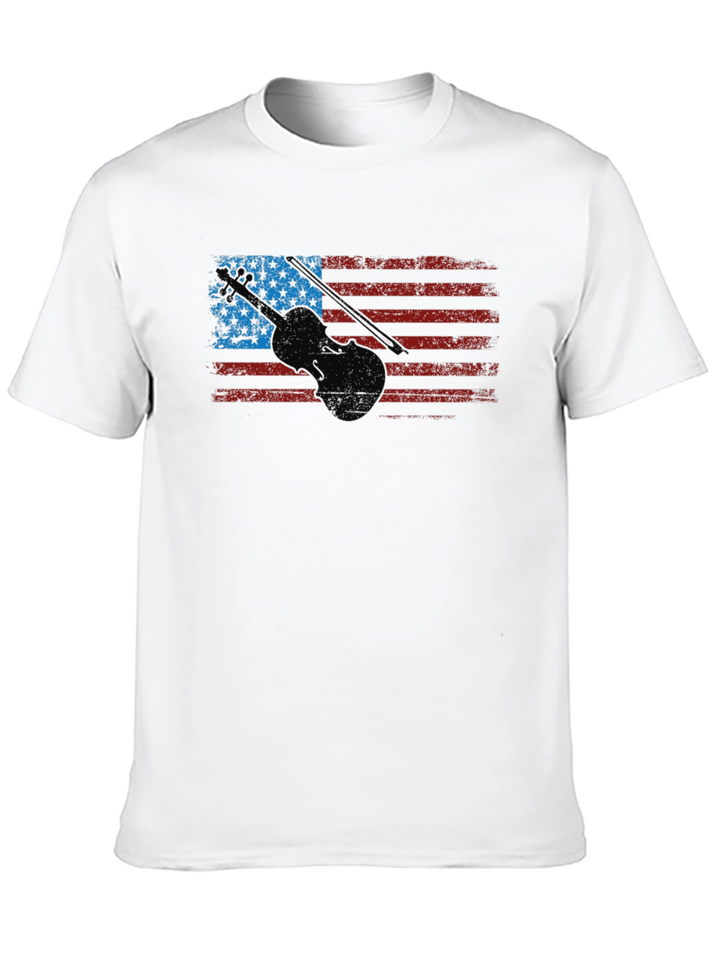 American Flag Violin Graphic T-Shirt