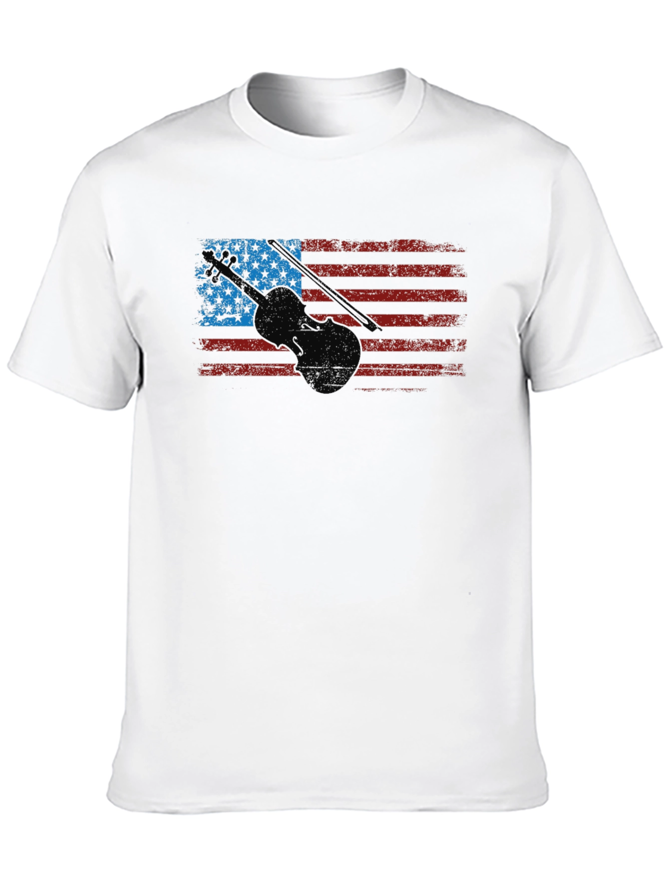 American Flag Violin Graphic T-Shirt