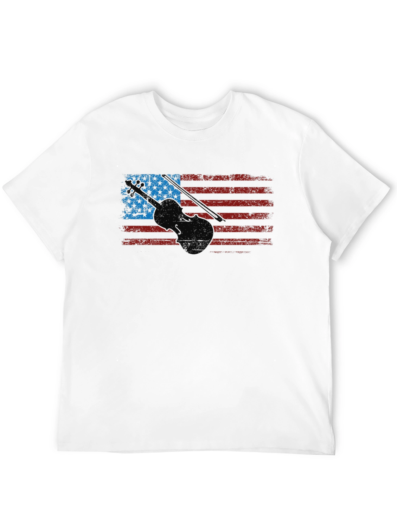 American Flag Violin Graphic T-Shirt