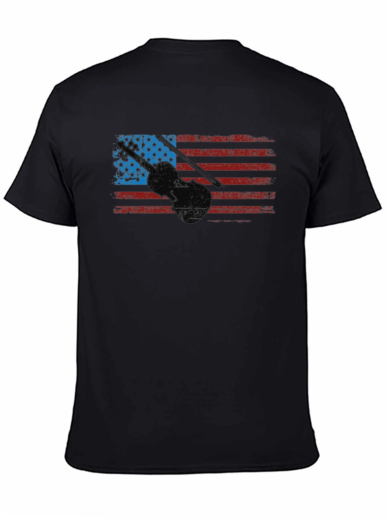American Flag Violin Graphic T-Shirt