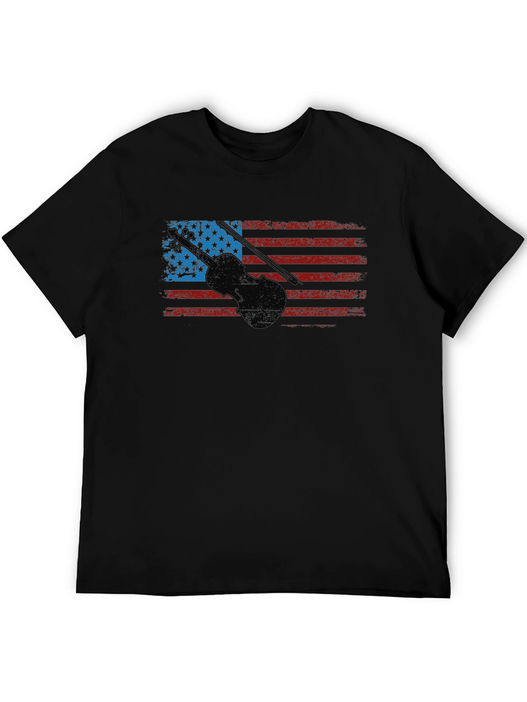 American Flag Violin Graphic T-Shirt