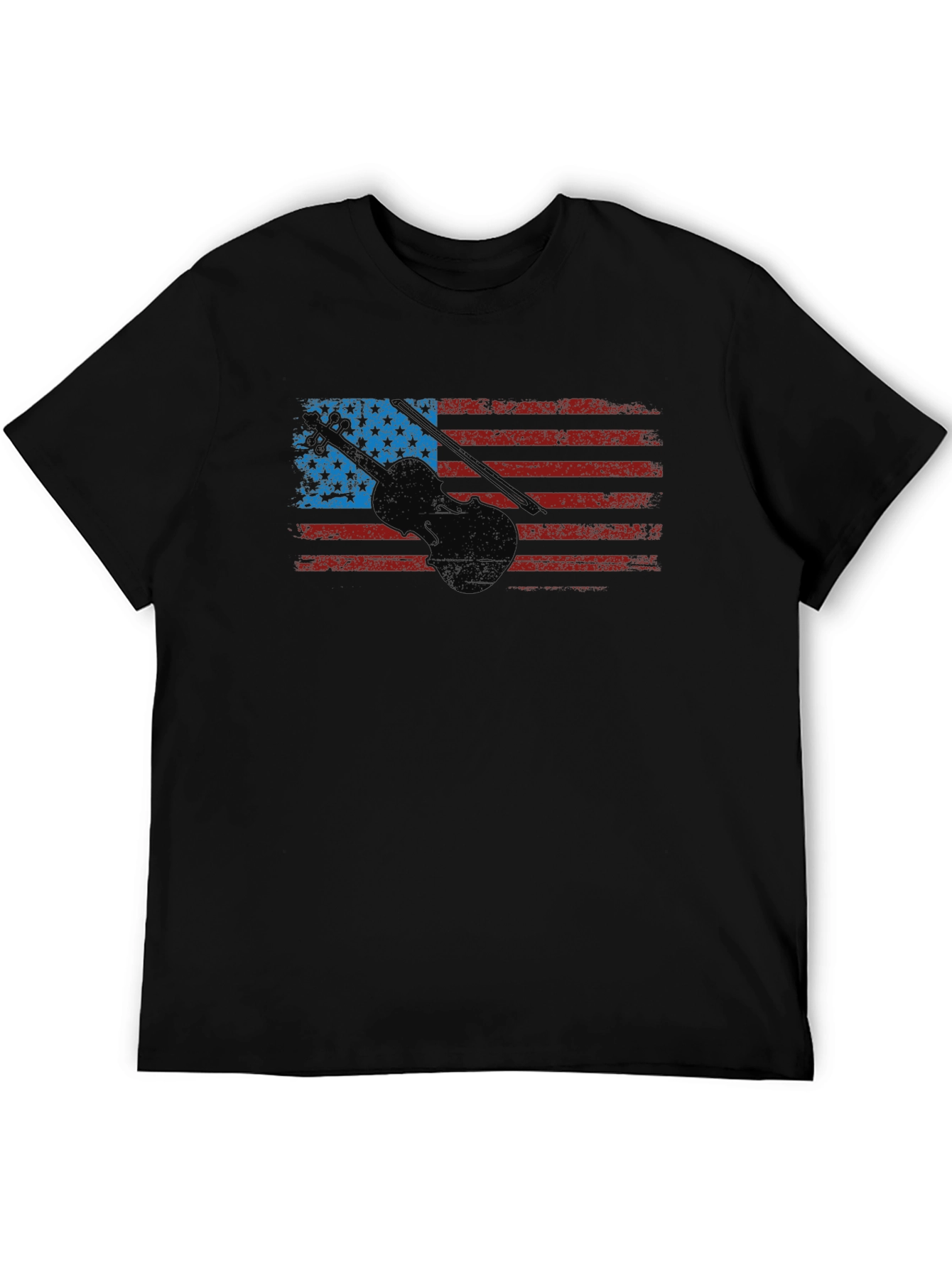 American Flag Violin Graphic T-Shirt