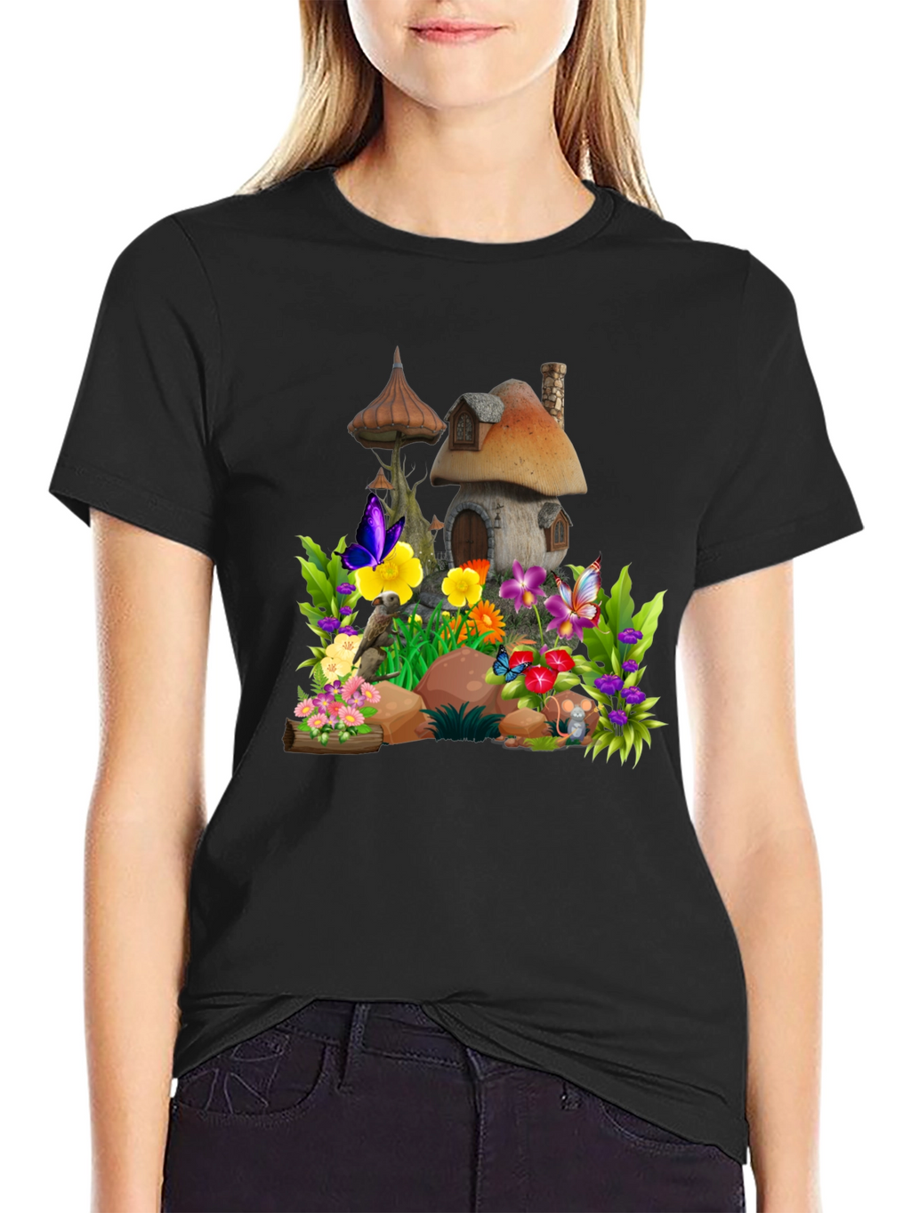 Whimsical Mushroom House Graphic Tee