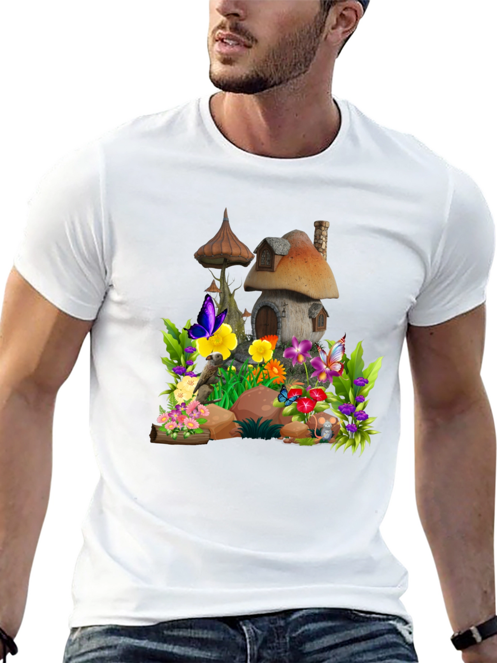 Whimsical Mushroom House Graphic Tee