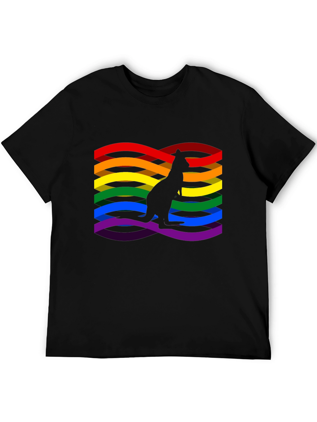 Rainbow LGBTQ+ Kangaroo Graphic Black T-Shirt