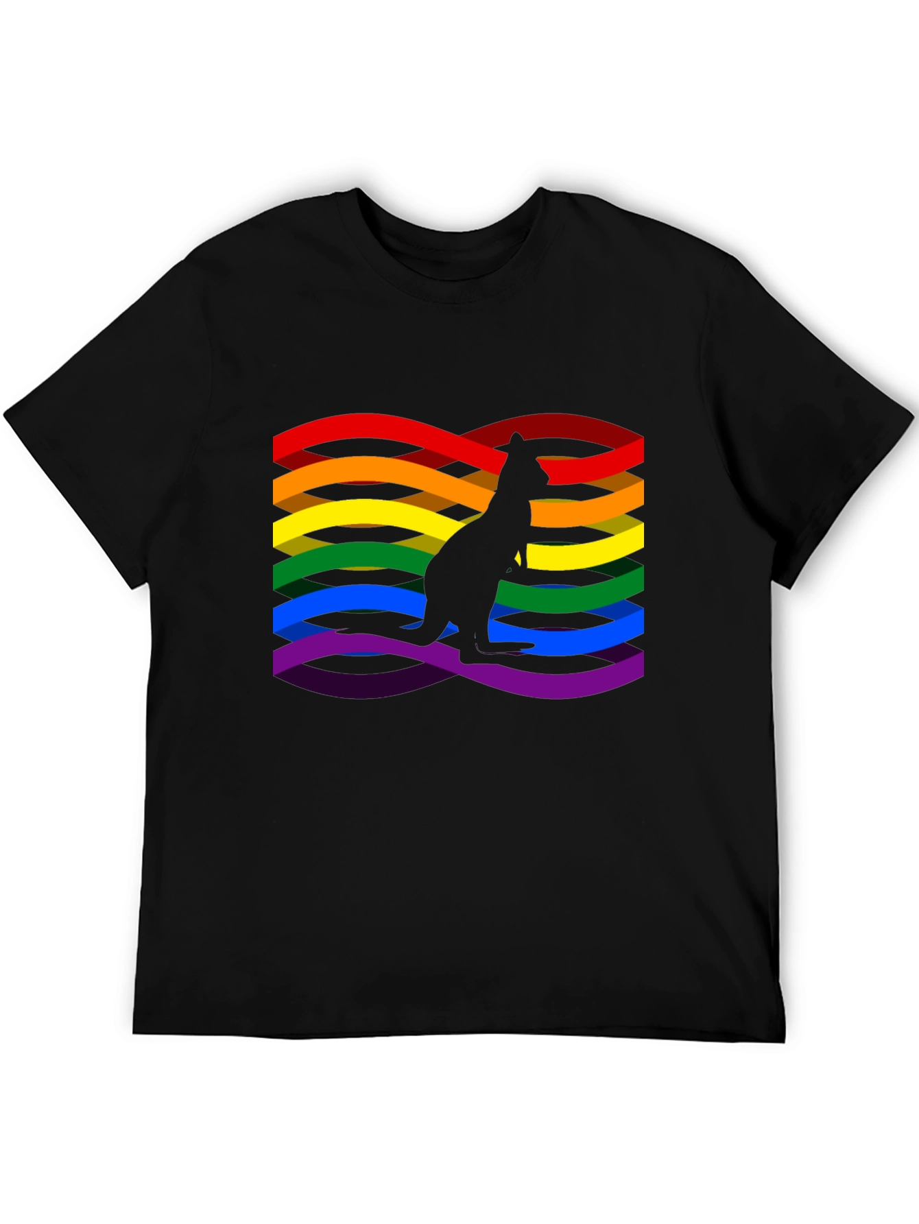 Rainbow LGBTQ+ Kangaroo Graphic Black T-Shirt