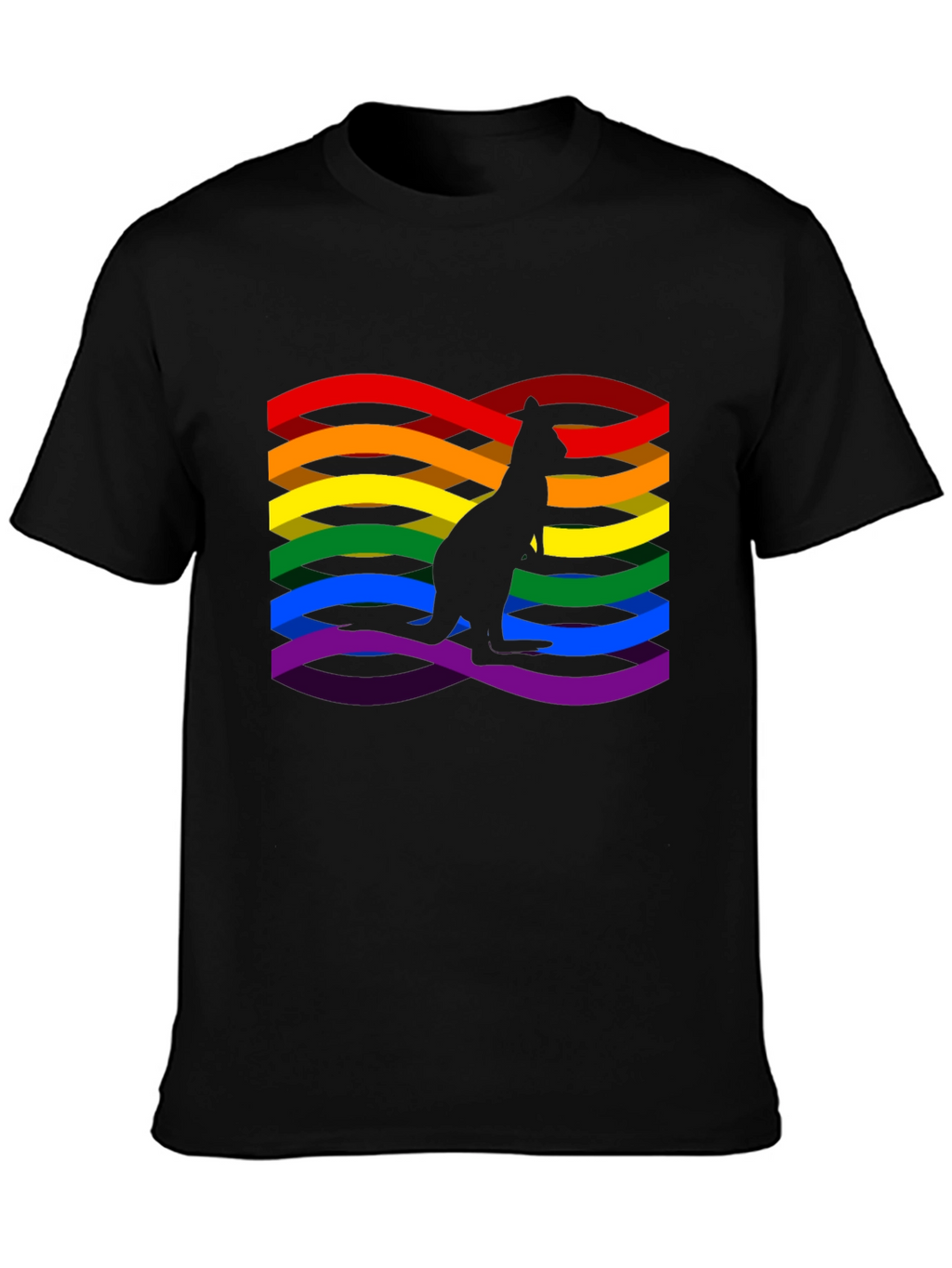 Rainbow LGBTQ+ Kangaroo Graphic Black T-Shirt