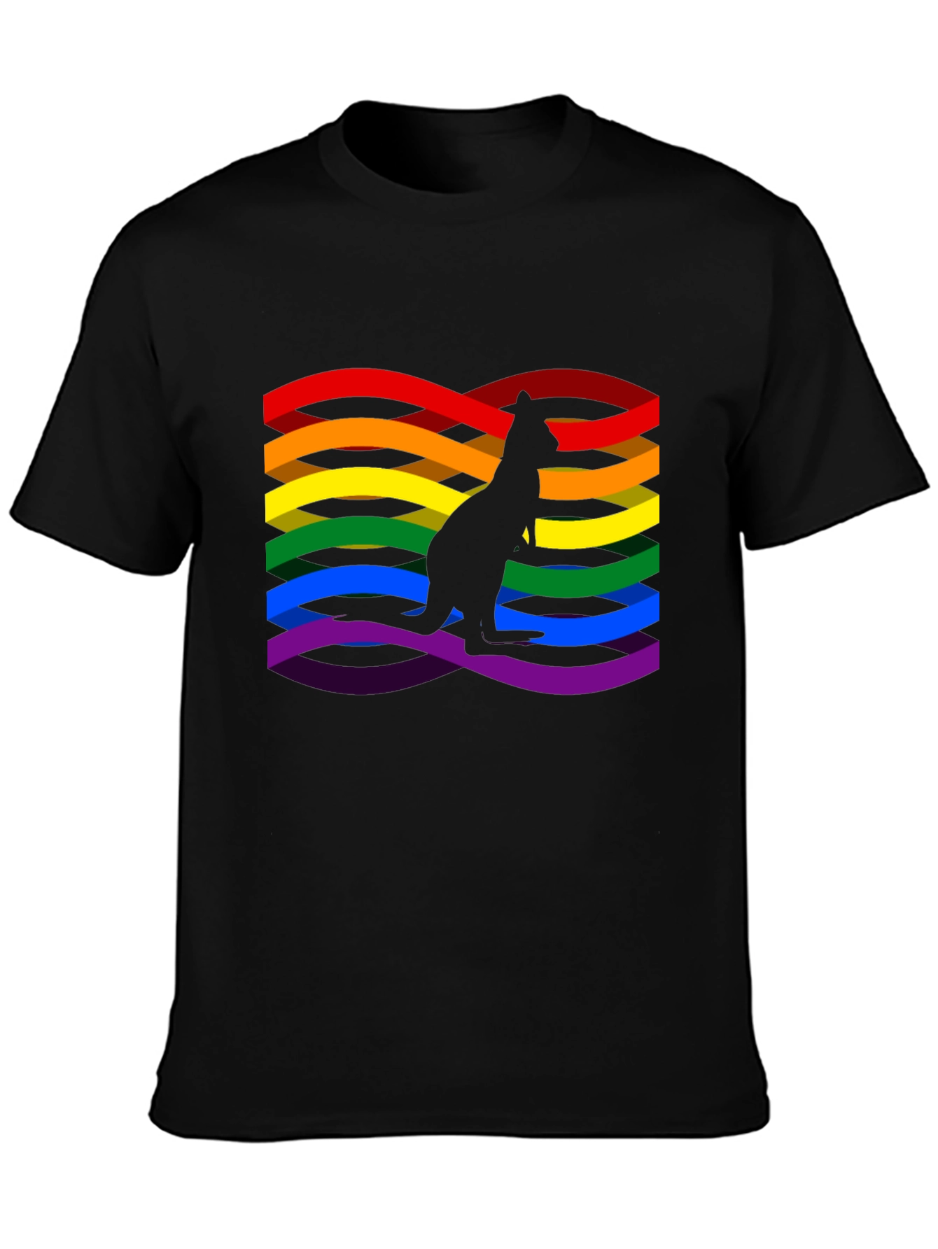 Rainbow LGBTQ+ Kangaroo Graphic Black T-Shirt