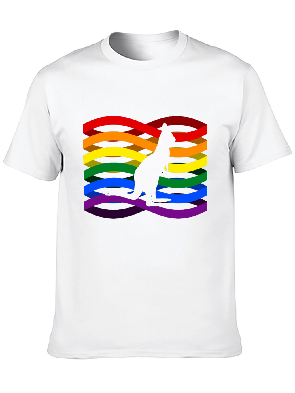 Rainbow LGBTQ+ Kangaroo Graphic Black T-Shirt