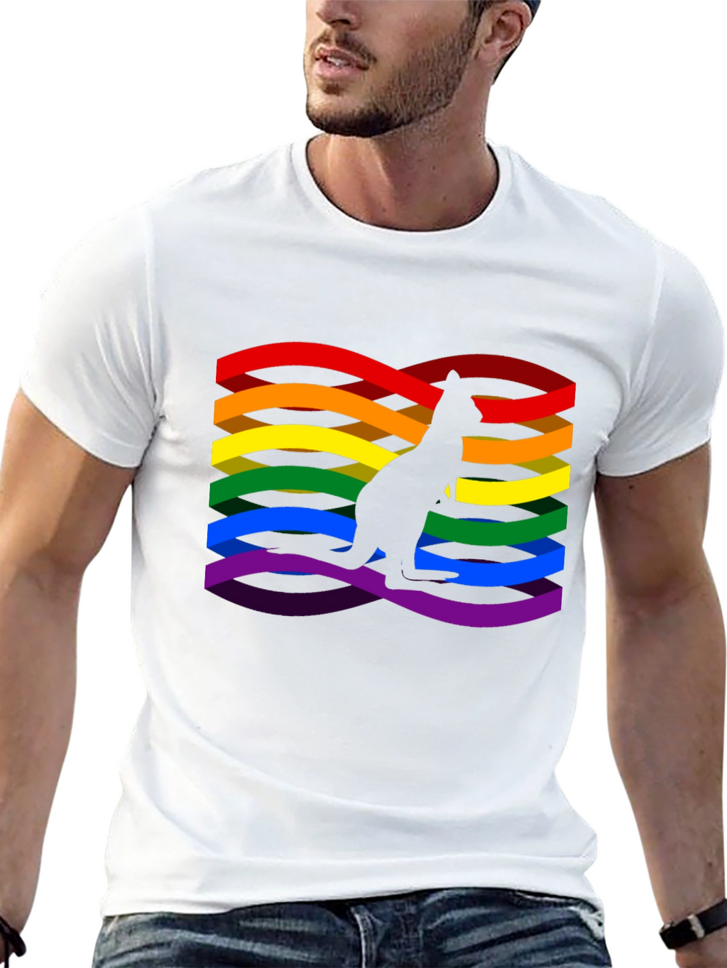 Rainbow LGBTQ+ Kangaroo Graphic Black T-Shirt