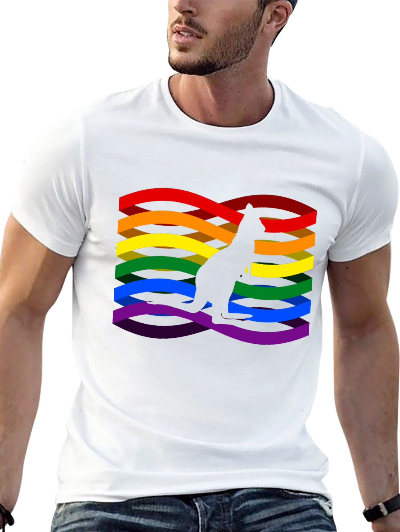 Rainbow LGBTQ+ Kangaroo Graphic Black T-Shirt