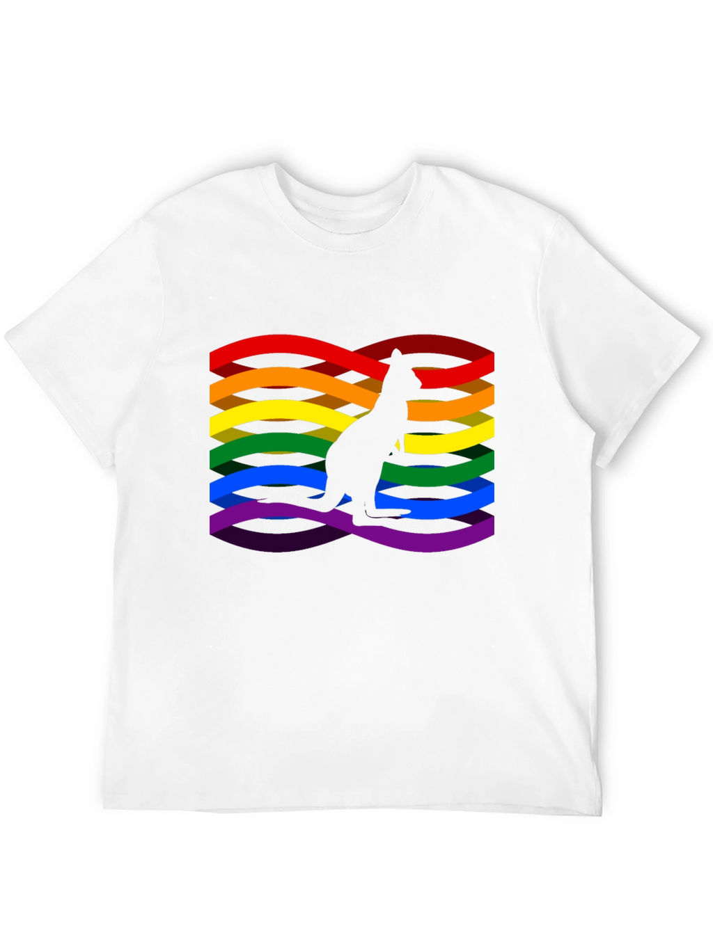 Rainbow LGBTQ+ Kangaroo Graphic Black T-Shirt