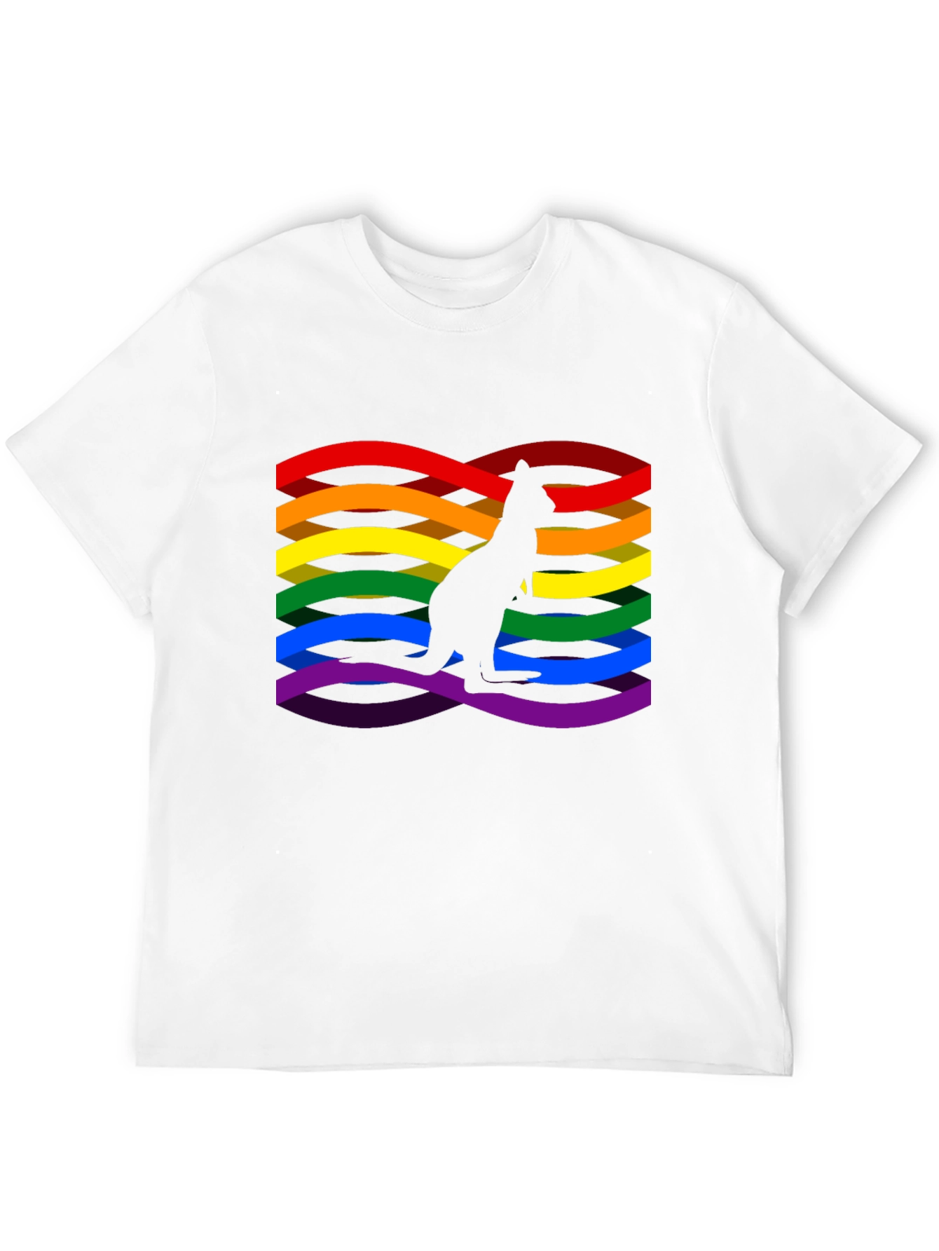 Rainbow LGBTQ+ Kangaroo Graphic Black T-Shirt