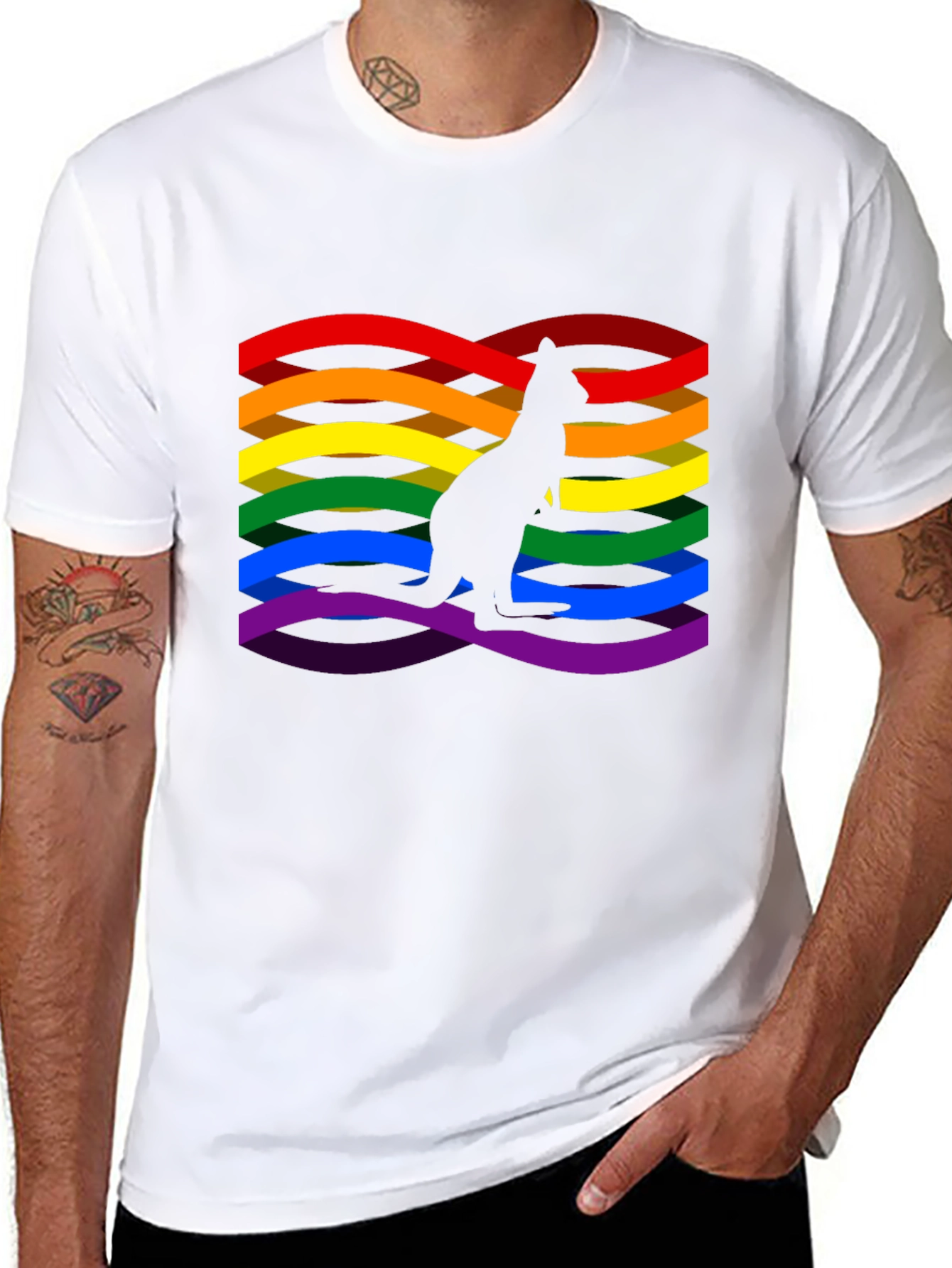 Rainbow LGBTQ+ Kangaroo Graphic Black T-Shirt