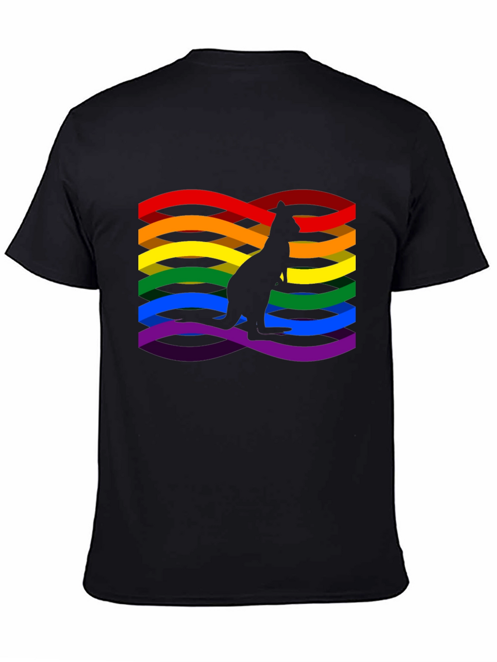 Rainbow LGBTQ+ Kangaroo Graphic Black T-Shirt