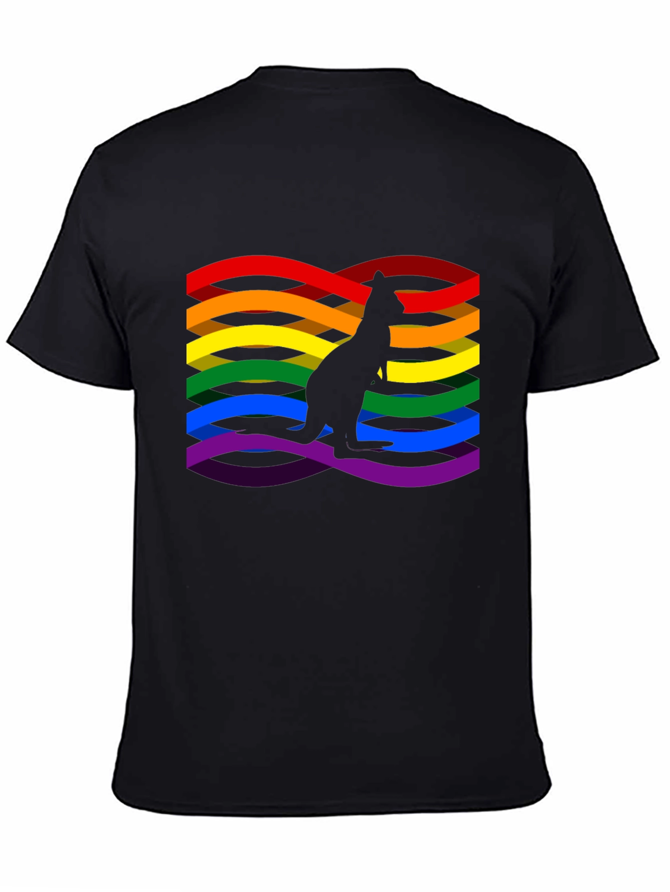 Rainbow LGBTQ+ Kangaroo Graphic Black T-Shirt