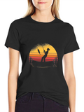 Fisherman Sunset Graphic T-Shirt - Black