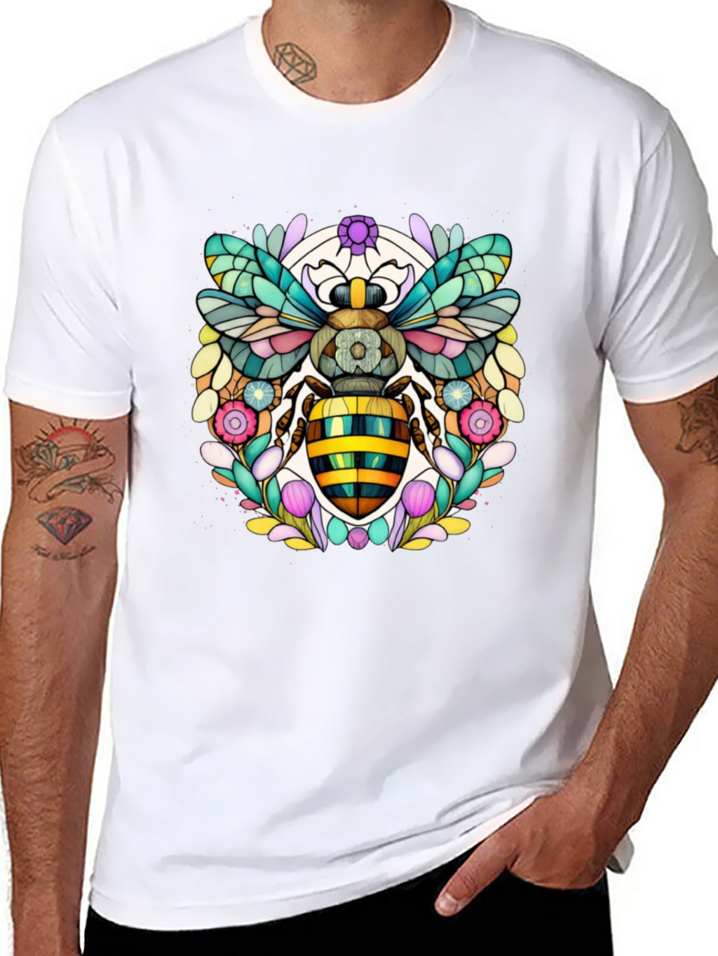 Geometric Bee Graphic Tee - Modern Insect Art