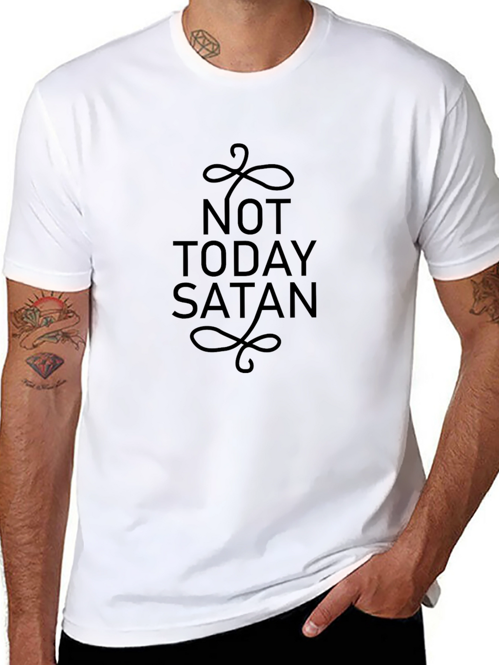 Not Today Satan T-Shirt Black Tee Graphic Print