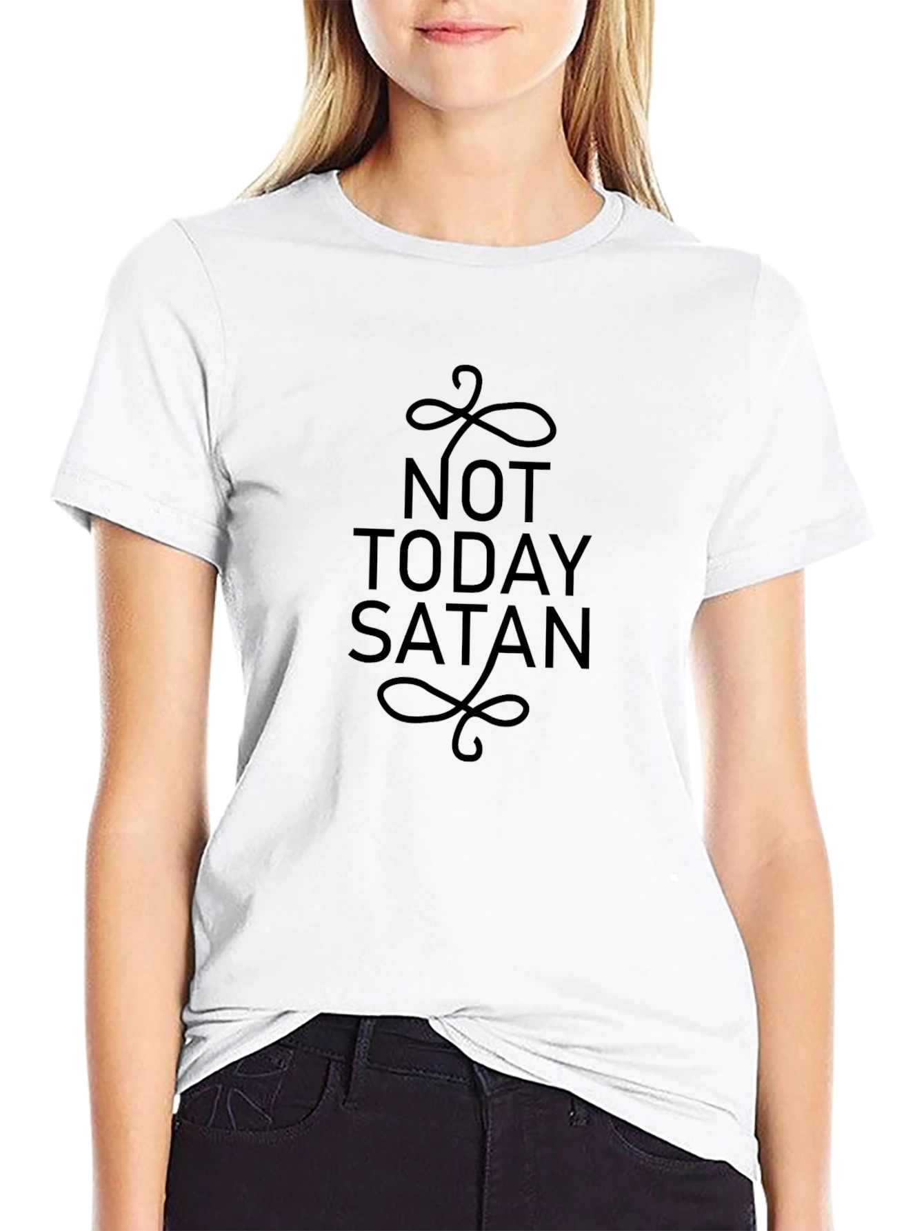 Not Today Satan T-Shirt Black Tee Graphic Print