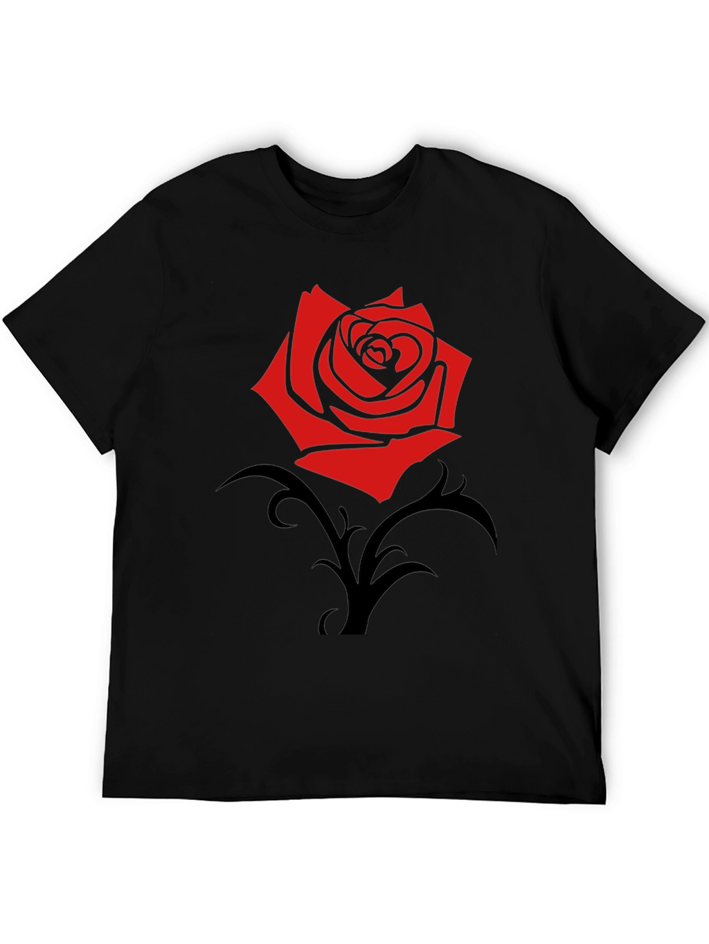 Red Rose Graphic Black T-Shirt - Trendy Casual Wear