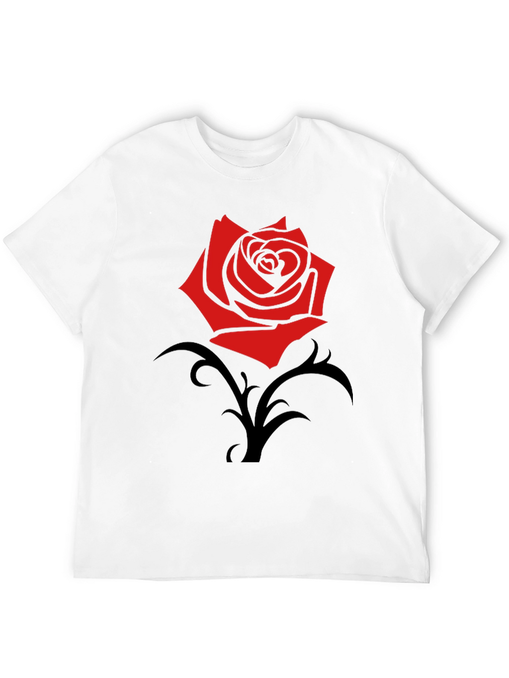 Red Rose Graphic Black T-Shirt - Trendy Casual Wear