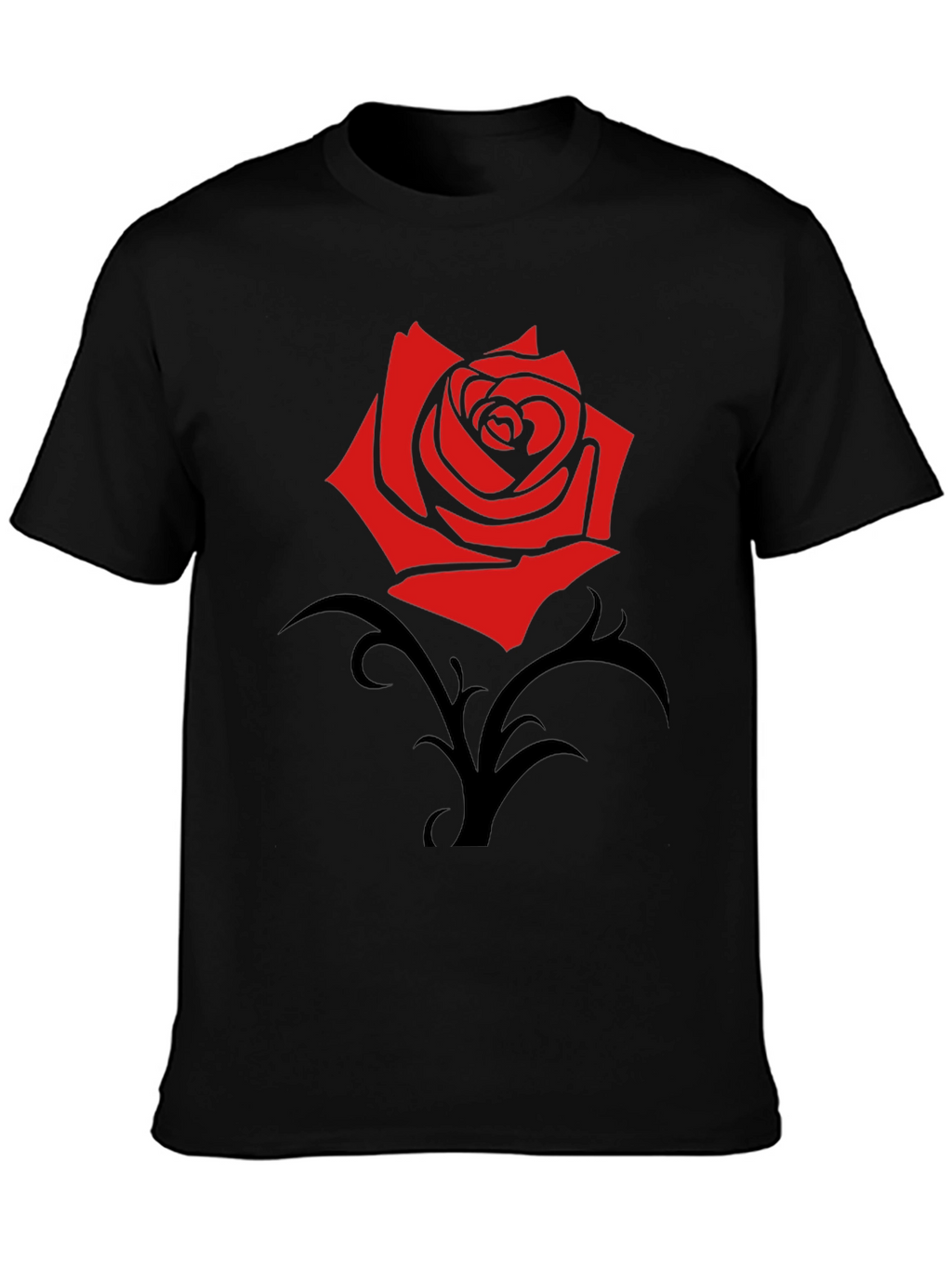 Red Rose Graphic Black T-Shirt - Trendy Casual Wear