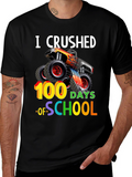 Crushed 100 Days of School Monster Truck T-Shirt