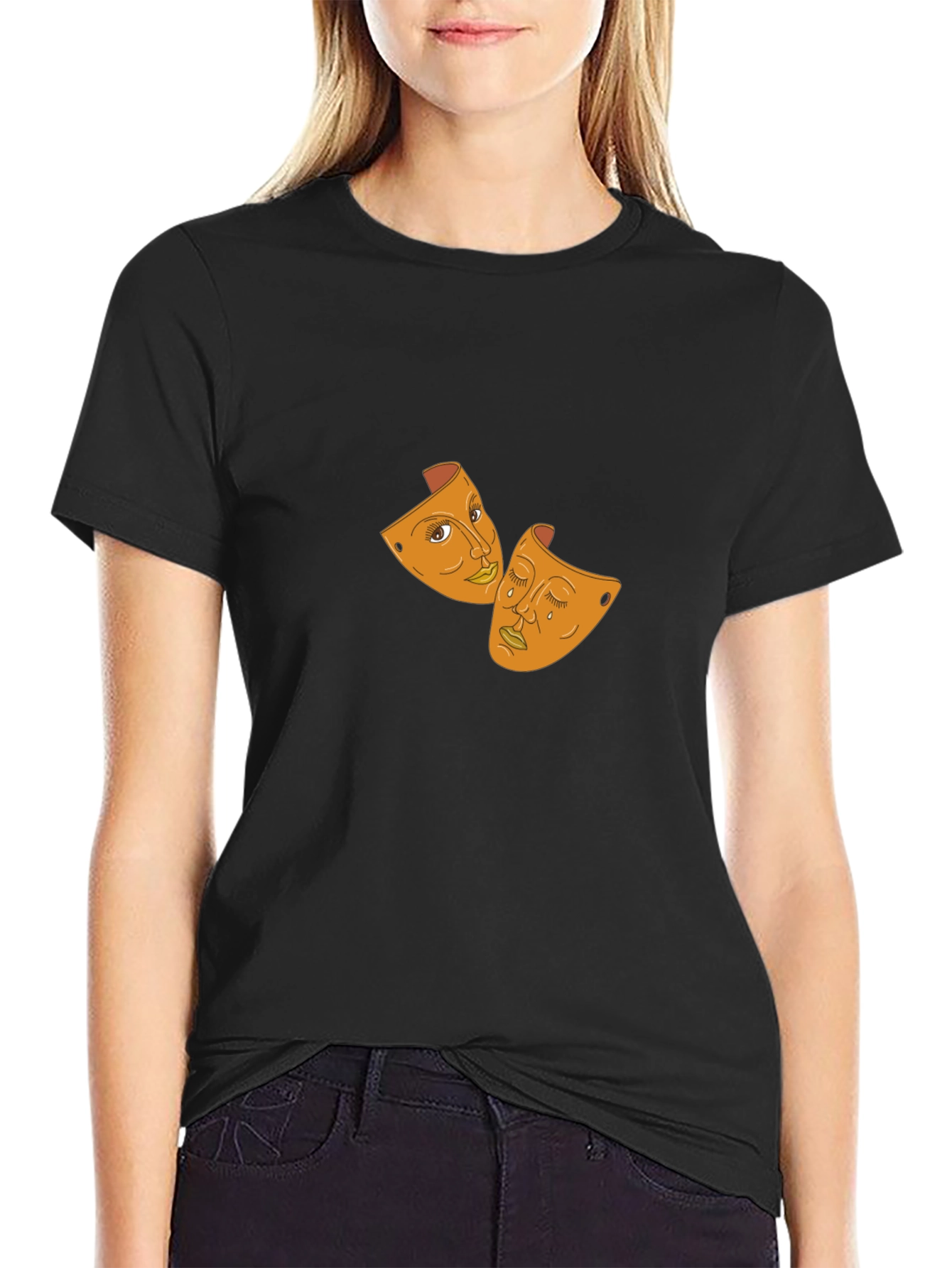 Drama Masks Graphic Black T-Shirt