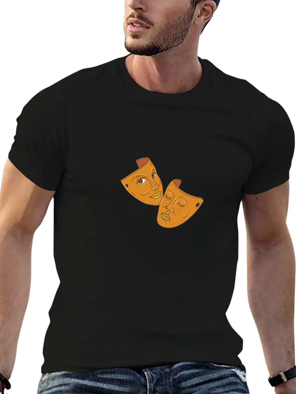 Drama Masks Graphic Black T-Shirt