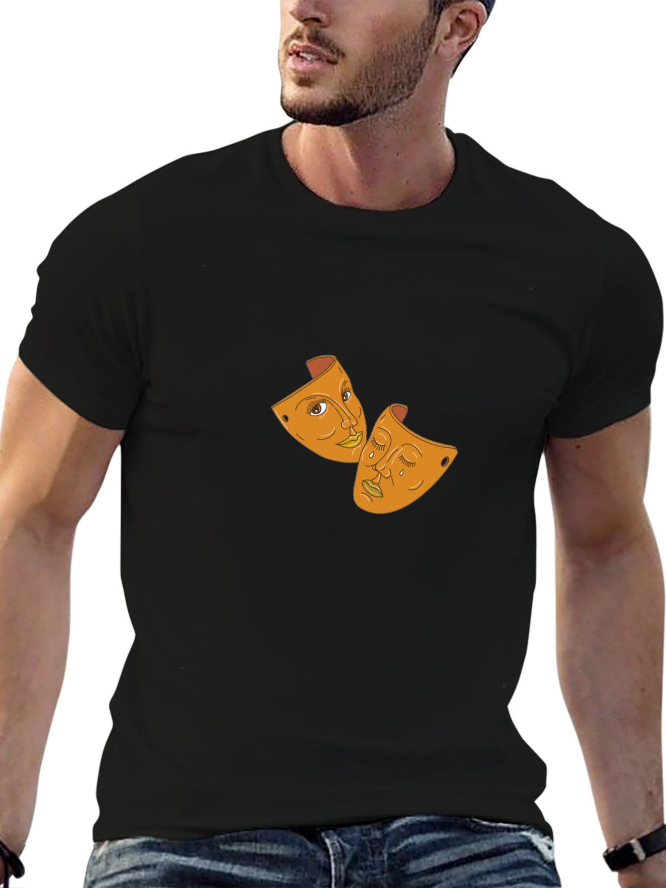 Drama Masks Graphic Black T-Shirt