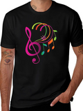 Musical Note Graphic Tee - Trendy Black T-Shirt