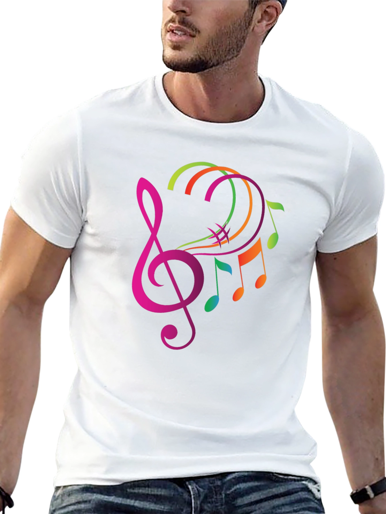 Musical Note Graphic Tee - Trendy Black T-Shirt