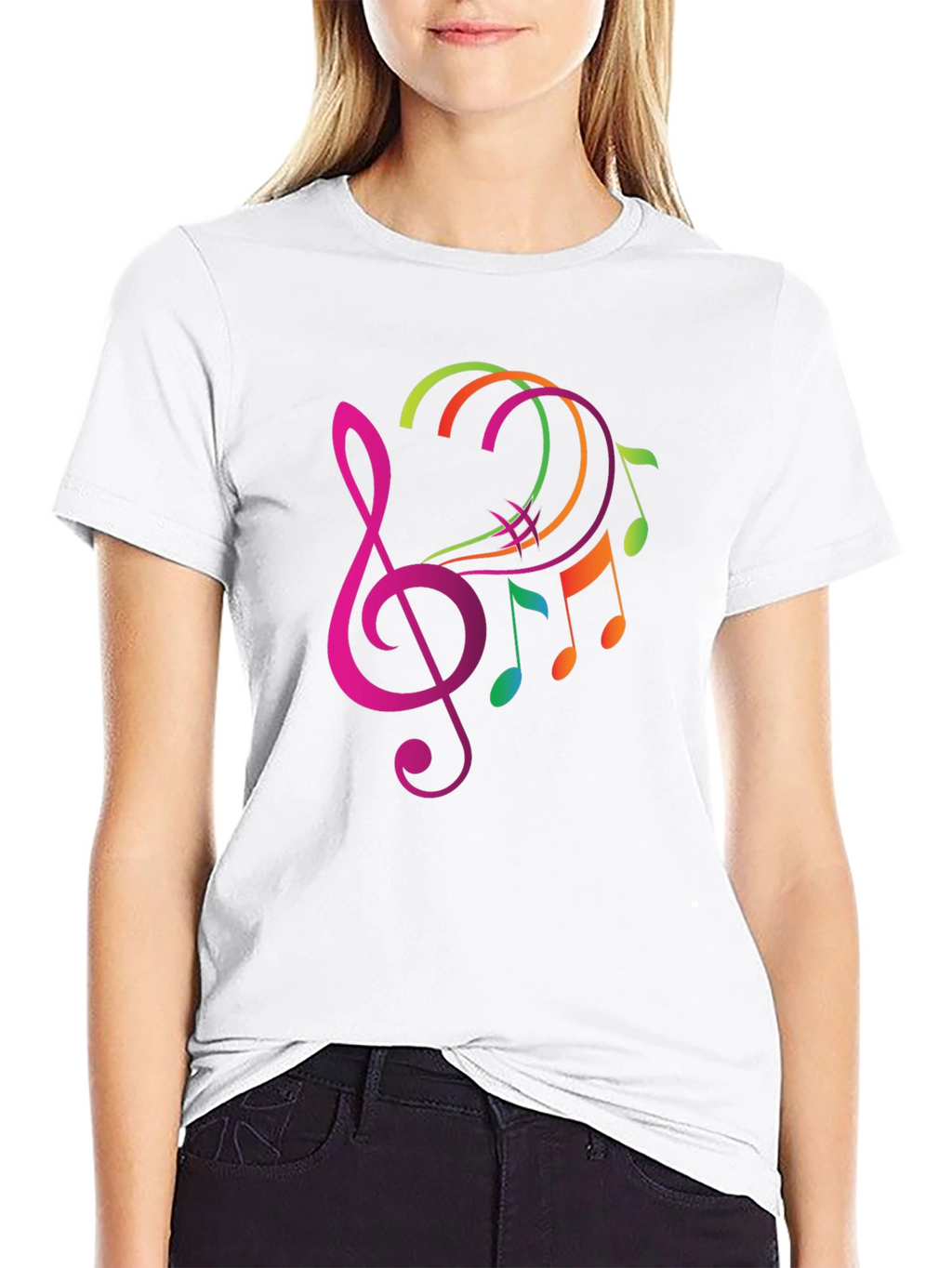 Musical Note Graphic Tee - Trendy Black T-Shirt
