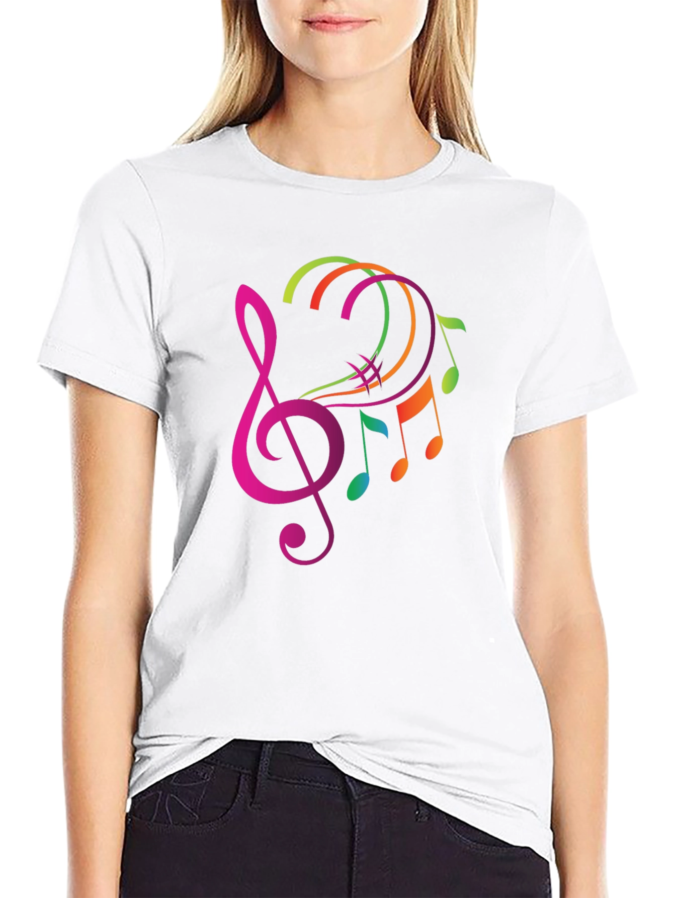 Musical Note Graphic Tee - Trendy Black T-Shirt