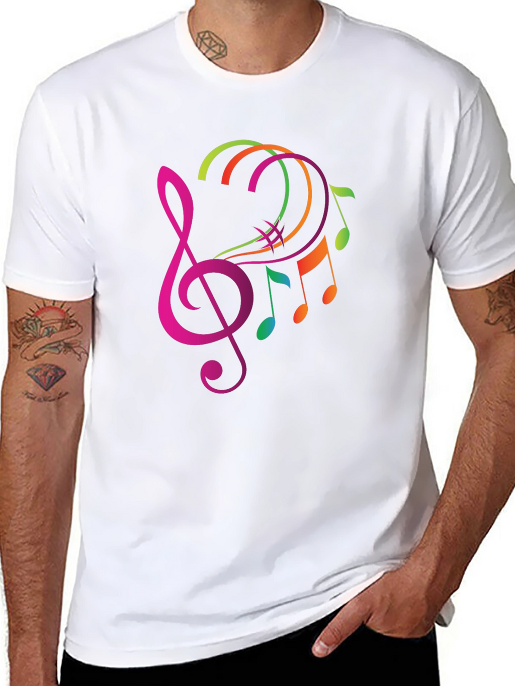 Musical Note Graphic Tee - Trendy Black T-Shirt