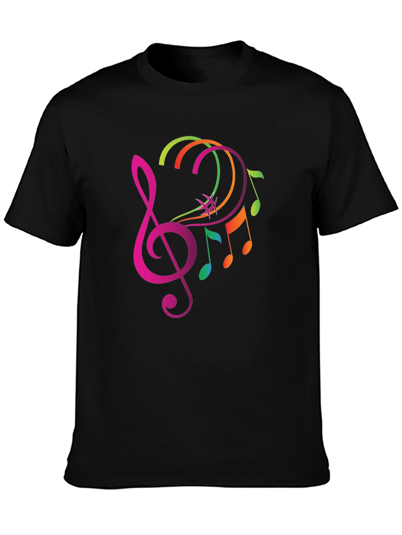 Musical Note Graphic Tee - Trendy Black T-Shirt