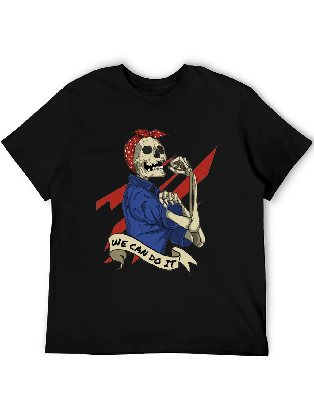 We Can Do It Skeleton Graphic Tee - Black