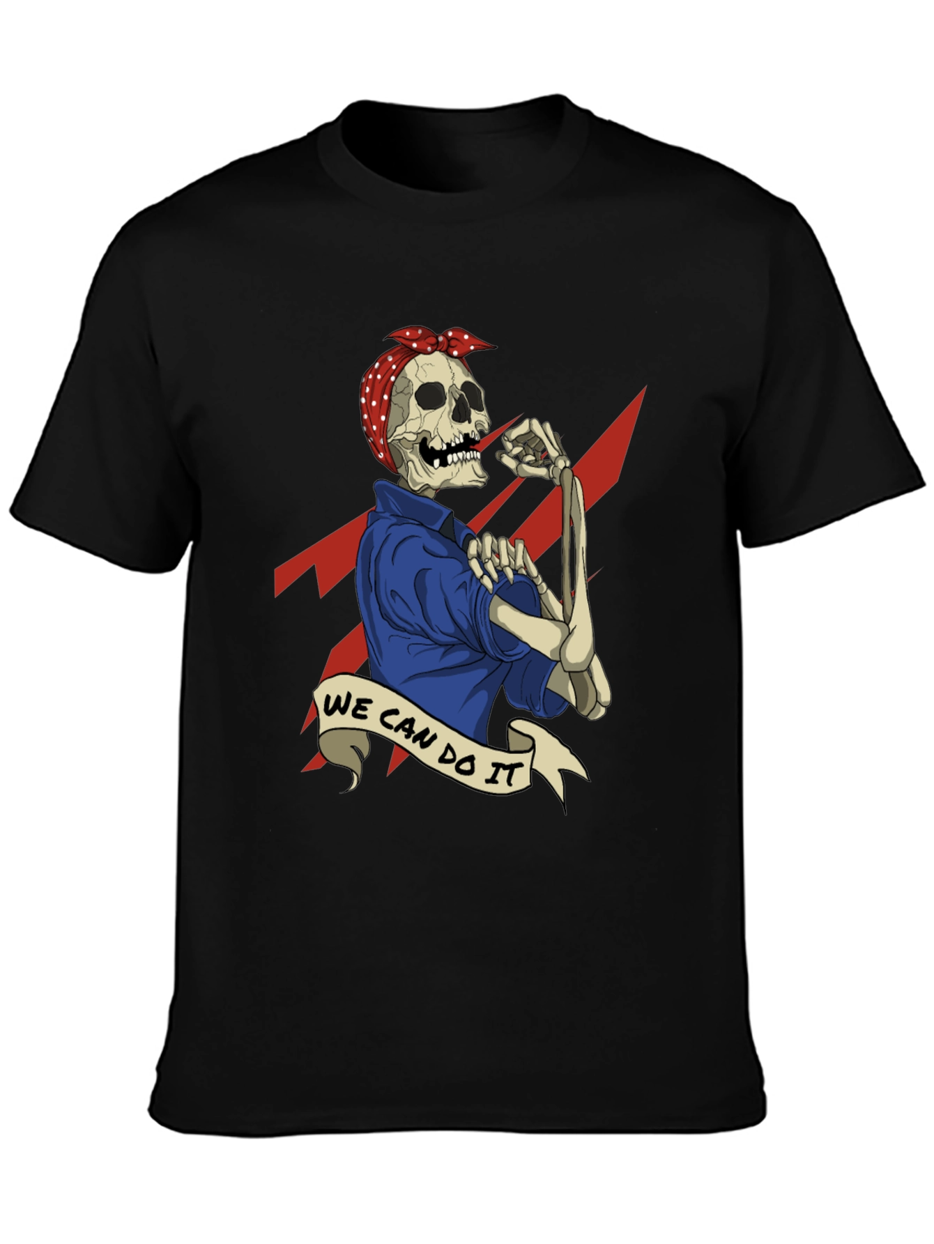 We Can Do It Skeleton Graphic Tee - Black