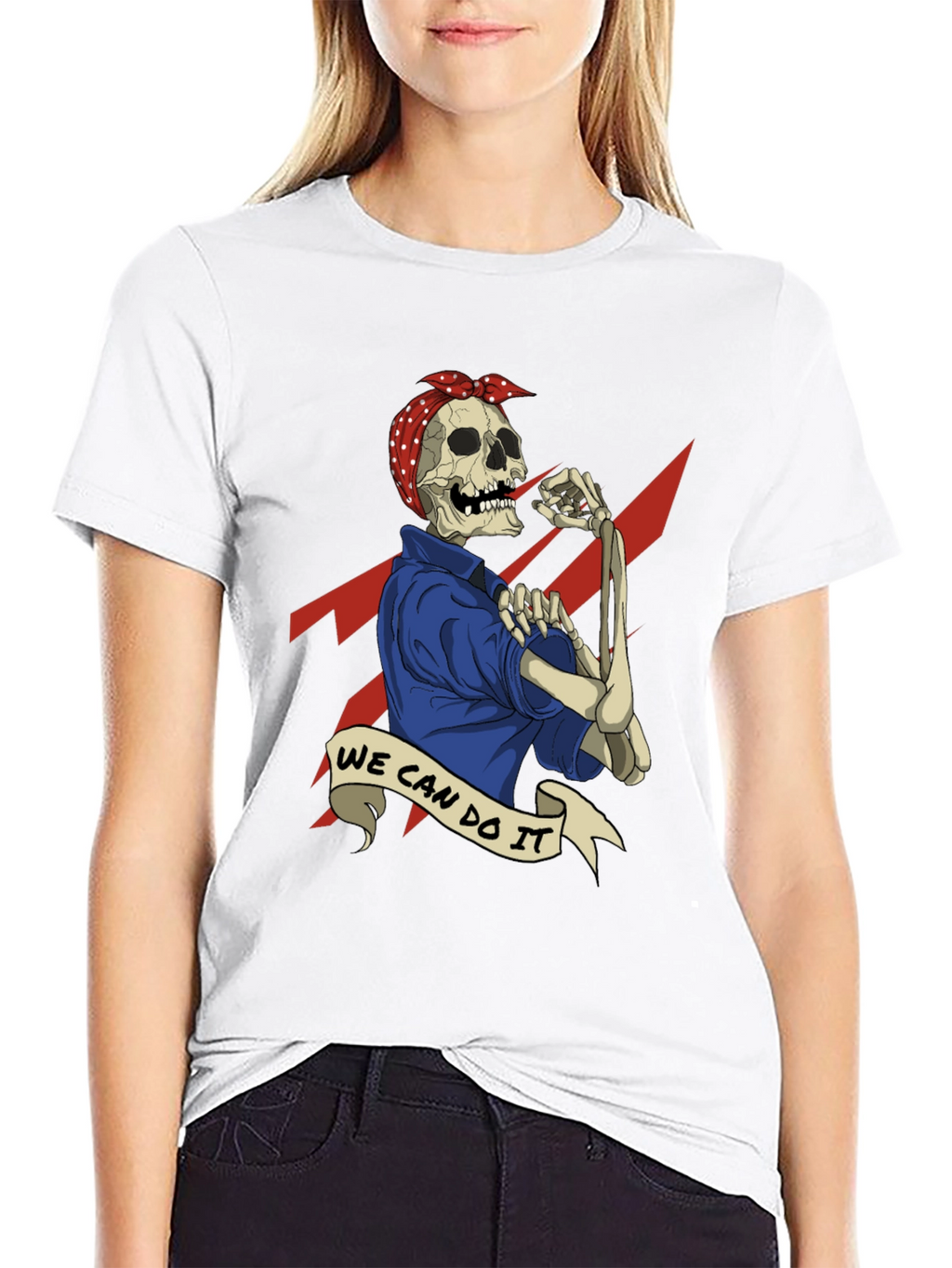 We Can Do It Skeleton Graphic Tee - Black