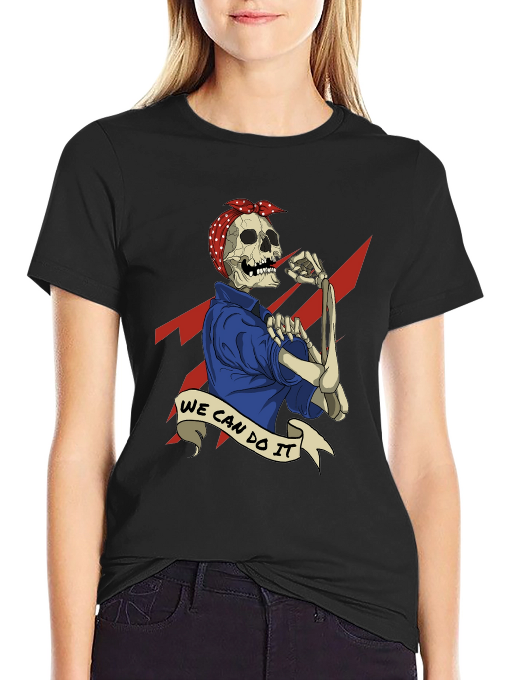 We Can Do It Skeleton Graphic Tee - Black
